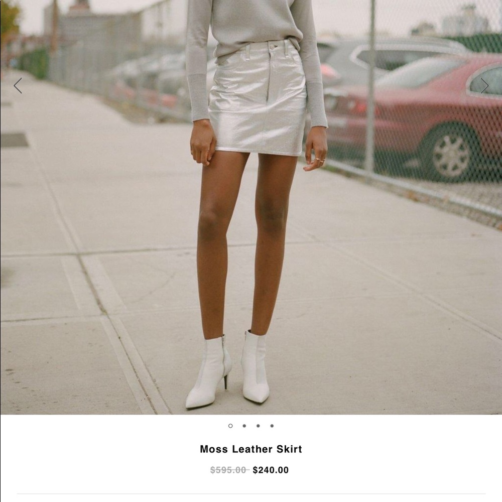 Rag and Bone Moss Leather Metallic Mini Skirt